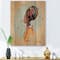 Designart - Portrait of Afro American Woman With Turban II - Modern Print on Natural Pine Wood